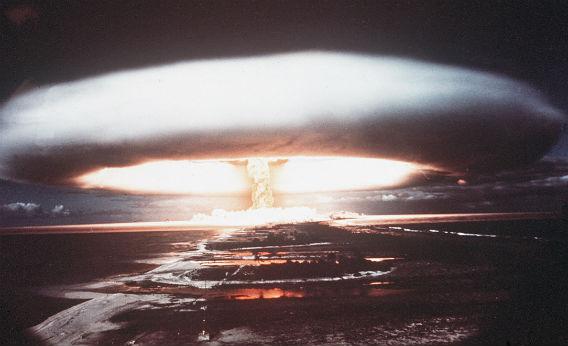 A mushroom cloud.